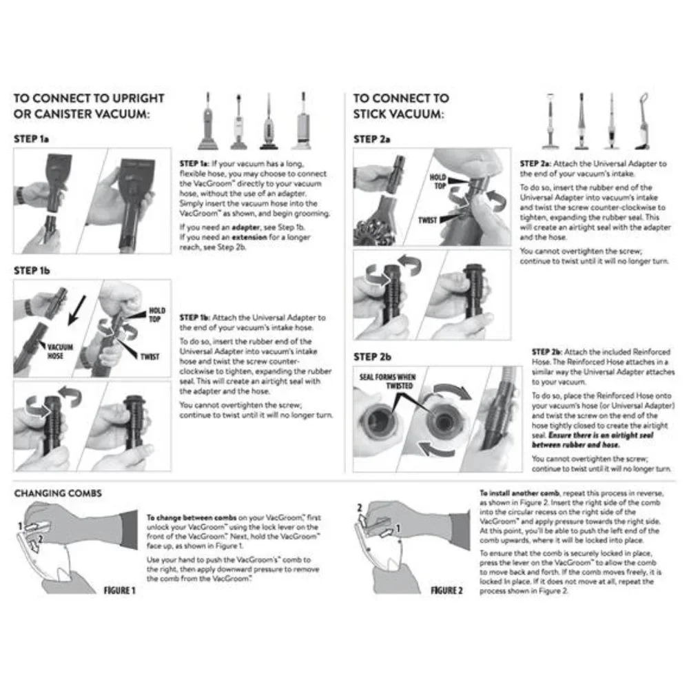 Pet Grooming and Shedding Vacuum Attachment Kit – Great for Dogs, Cats